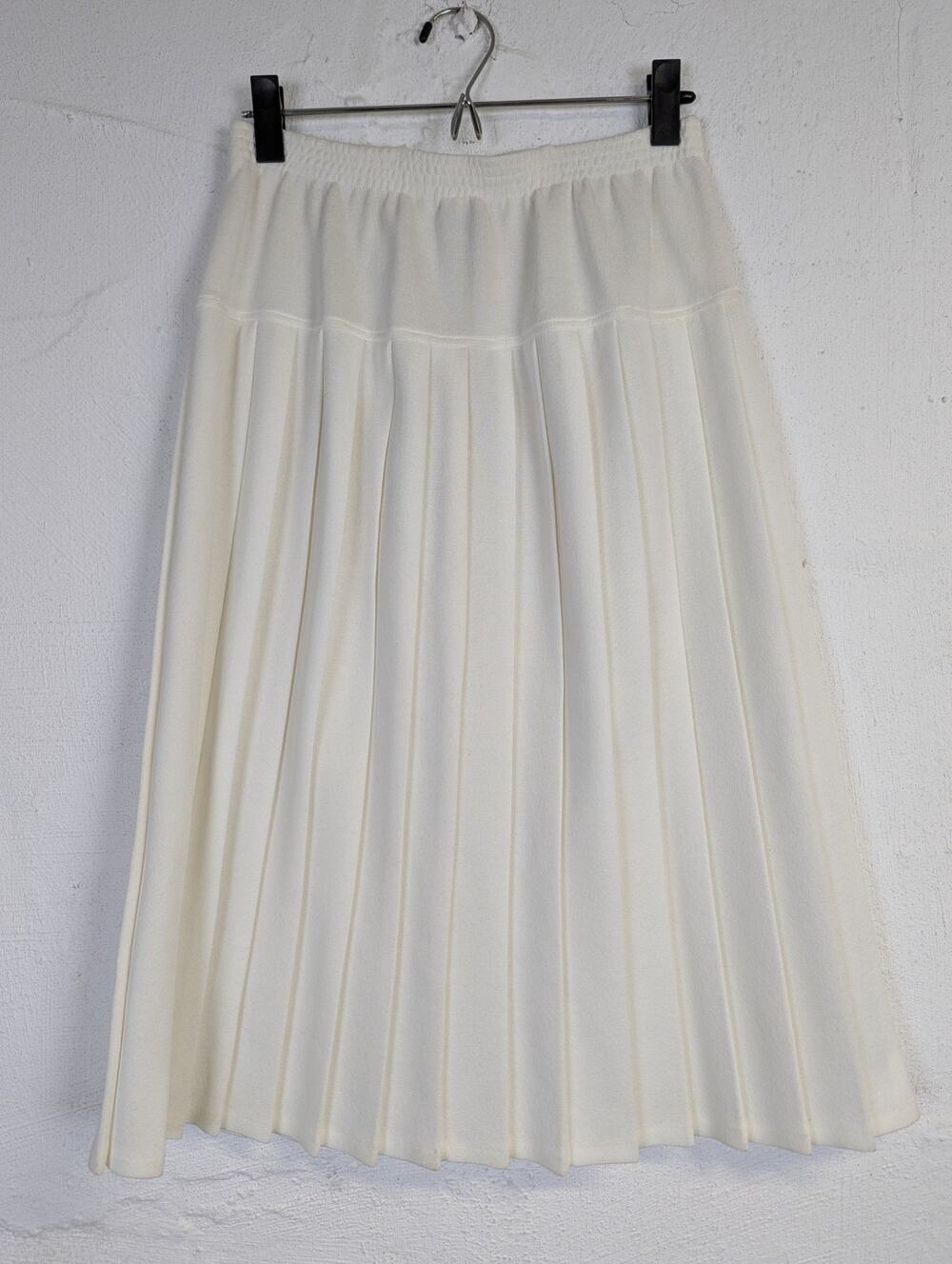 Vtg Pleated Midi Skirt Tennis White Preppy Retro Stretch School Girl Womens 12